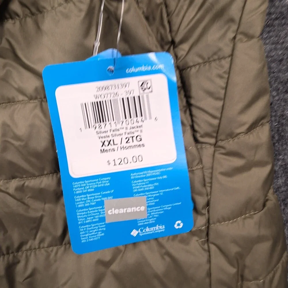 NWT Columbia Silver Falls II Puffer Jacket Mens 2XL Olive Omni-Shield Full Zip